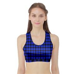 Neon Blue And Black Plaids Sports Bra With Border by ConteMonfrey