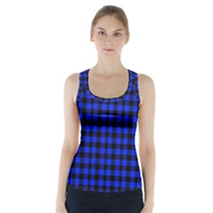 Neon Blue And Black Plaids Racer Back Sports Top by ConteMonfrey