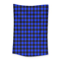 Neon Blue And Black Plaids Small Tapestry by ConteMonfrey