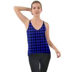 Neon Blue And Black Plaids Chiffon Cami by ConteMonfrey