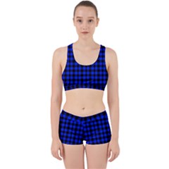 Neon Blue And Black Plaids Work It Out Gym Set by ConteMonfrey