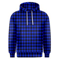 Neon Blue And Black Plaids Men s Overhead Hoodie by ConteMonfrey