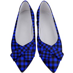 Neon Blue And Black Plaids Women s Bow Heels by ConteMonfrey