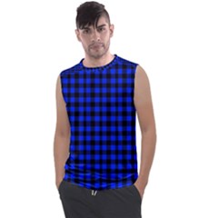 Neon Blue And Black Plaids Men s Regular Tank Top by ConteMonfrey