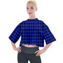 Neon blue and black plaids Mock Neck Tee View1