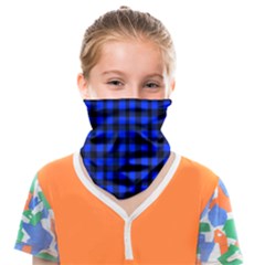 Neon Blue And Black Plaids Face Covering Bandana (kids) by ConteMonfrey