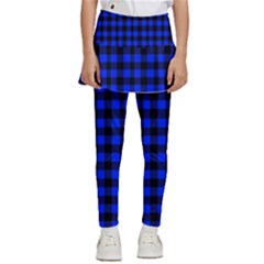 Neon Blue And Black Plaids Kids  Skirted Pants by ConteMonfrey