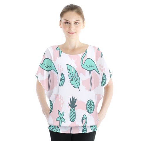 Art Geometric Batwing Chiffon Blouse by nateshop