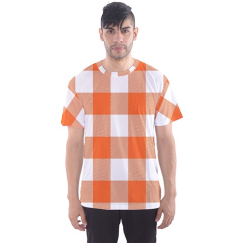 Orange And White Plaids Men s Sport Mesh Tee by ConteMonfrey