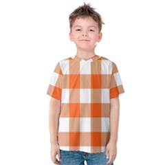 Orange And White Plaids Kids  Cotton Tee