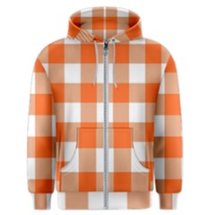 Orange And White Plaids Men s Zipper Hoodie by ConteMonfrey