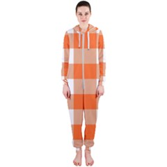 Orange And White Plaids Hooded Jumpsuit (ladies) by ConteMonfrey