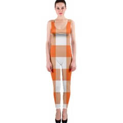 Orange And White Plaids One Piece Catsuit by ConteMonfrey