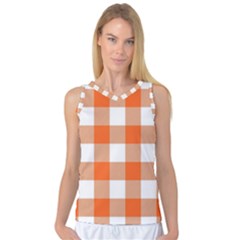 Orange And White Plaids Women s Basketball Tank Top by ConteMonfrey