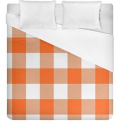 Orange And White Plaids Duvet Cover (king Size) by ConteMonfrey