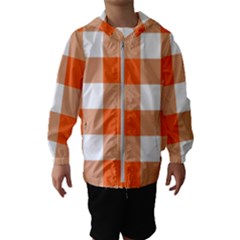 Orange And White Plaids Kids  Hooded Windbreaker by ConteMonfrey