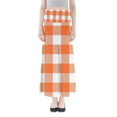 Orange And White Plaids Full Length Maxi Skirt by ConteMonfrey