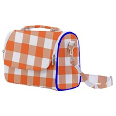 Orange And White Plaids Satchel Shoulder Bag by ConteMonfrey