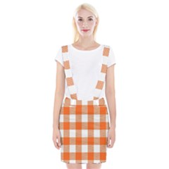 Orange And White Plaids Braces Suspender Skirt by ConteMonfrey