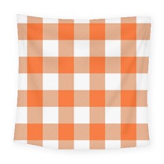 Orange And White Plaids Square Tapestry (large) by ConteMonfrey