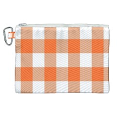 Orange And White Plaids Canvas Cosmetic Bag (xl) by ConteMonfrey