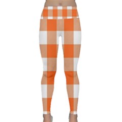 Orange And White Plaids Lightweight Velour Classic Yoga Leggings