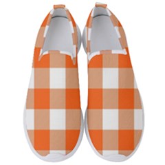 Orange And White Plaids Men s Slip On Sneakers by ConteMonfrey