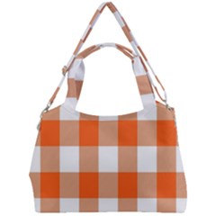 Orange And White Plaids Double Compartment Shoulder Bag by ConteMonfrey