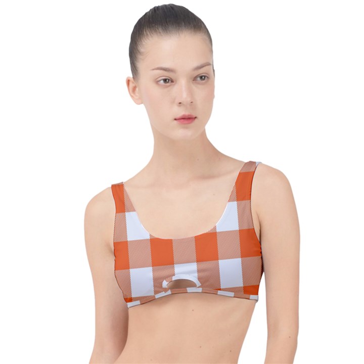 Orange and white plaids The Little Details Bikini Top