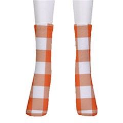 Orange And White Plaids Crew Socks by ConteMonfrey