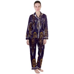 Background Satin Long Sleeve Pajamas Set by nateshop