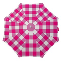 Pink And White Plaids Straight Umbrellas by ConteMonfrey