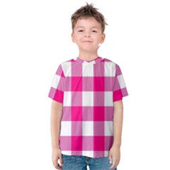 Pink And White Plaids Kids  Cotton Tee