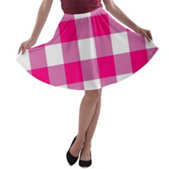 Pink And White Plaids A-line Skater Skirt by ConteMonfrey