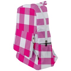 Pink And White Plaids Travelers  Backpack by ConteMonfrey