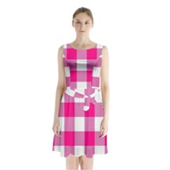 Pink And White Plaids Sleeveless Waist Tie Chiffon Dress by ConteMonfrey