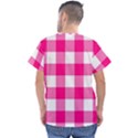 Pink and white plaids Men s V-Neck Scrub Top View2