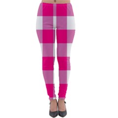 Pink And White Plaids Lightweight Velour Leggings by ConteMonfrey