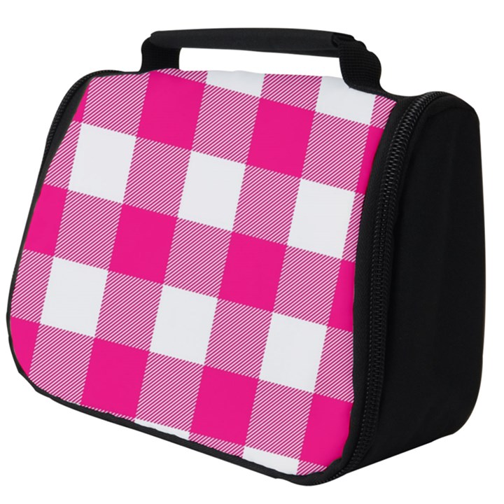 Pink and white plaids Full Print Travel Pouch (Big)