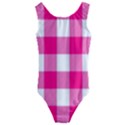 Pink and white plaids Kids  Cut-Out Back One Piece Swimsuit View1