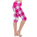 Pink and white plaids Lightweight Velour Cropped Yoga Leggings View3