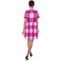 Pink and white plaids Short Sleeve Shoulder Cut Out Dress  View2