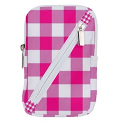 Pink And White Plaids Belt Pouch Bag (small) by ConteMonfrey