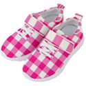 Pink and white plaids Kids  Velcro Strap Shoes View2