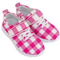 Pink and white plaids Kids  Velcro Strap Shoes View3