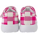 Pink and white plaids Kids  Velcro Strap Shoes View4