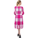 Pink and white plaids Ruffle End Midi Chiffon Dress View2