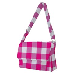 Pink And White Plaids Full Print Messenger Bag (m) by ConteMonfrey