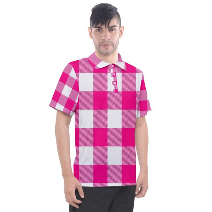 Pink and white plaids Men s Polo Tee