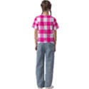 Pink and white plaids Kids  Cuff Sleeve Scrunch Bottom Tee View2